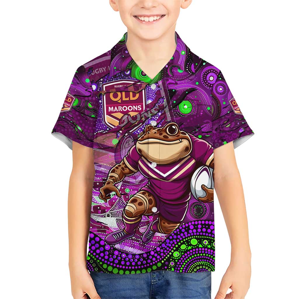 Personalised Mascot Queensland Maroons Rugby Hawaiian Shirt Aboriginal Galaxy - Vibe Hoodie Shop