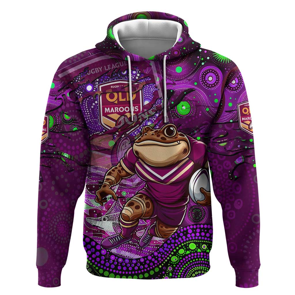 Personalised Mascot Queensland Maroons Rugby Hoodie Aboriginal Galaxy - Vibe Hoodie Shop