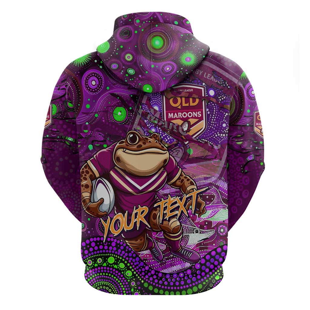 Personalised Mascot Queensland Maroons Rugby Hoodie Aboriginal Galaxy - Vibe Hoodie Shop
