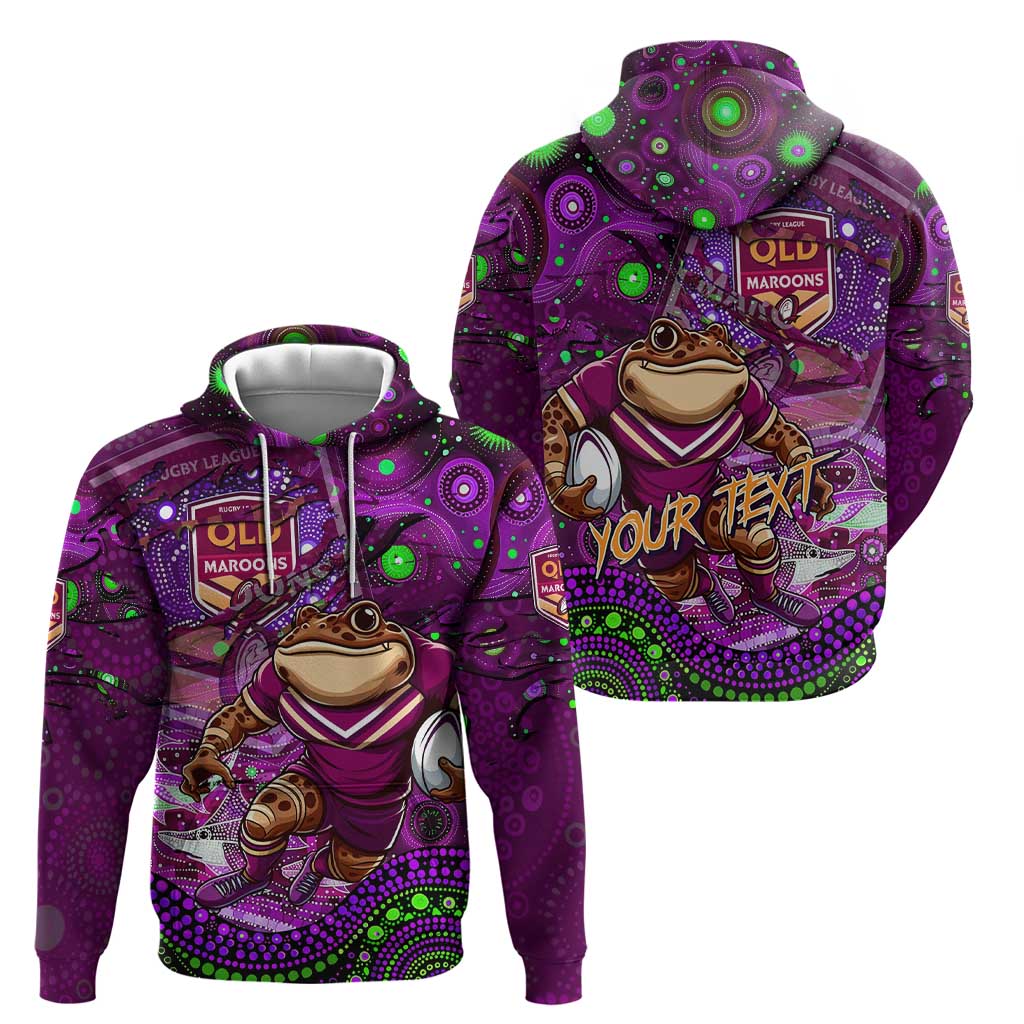 Personalised Mascot Queensland Maroons Rugby Hoodie Aboriginal Galaxy - Vibe Hoodie Shop