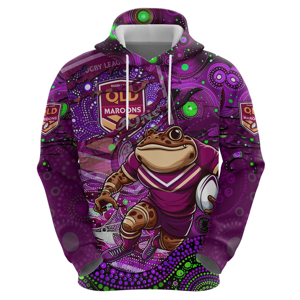 Personalised Mascot Queensland Maroons Rugby Hoodie Aboriginal Galaxy - Vibe Hoodie Shop