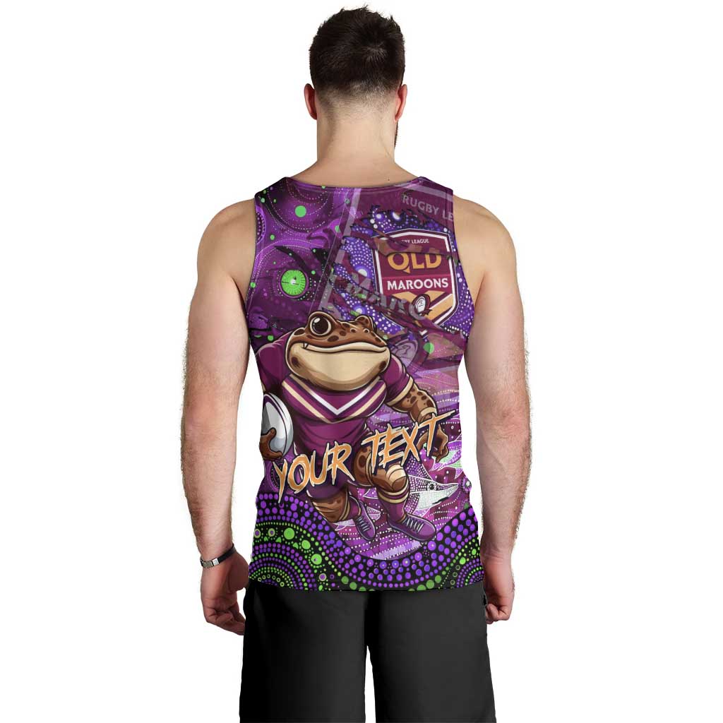 Personalised Mascot Queensland Maroons Rugby Men Tank Top Aboriginal Galaxy - Vibe Hoodie Shop