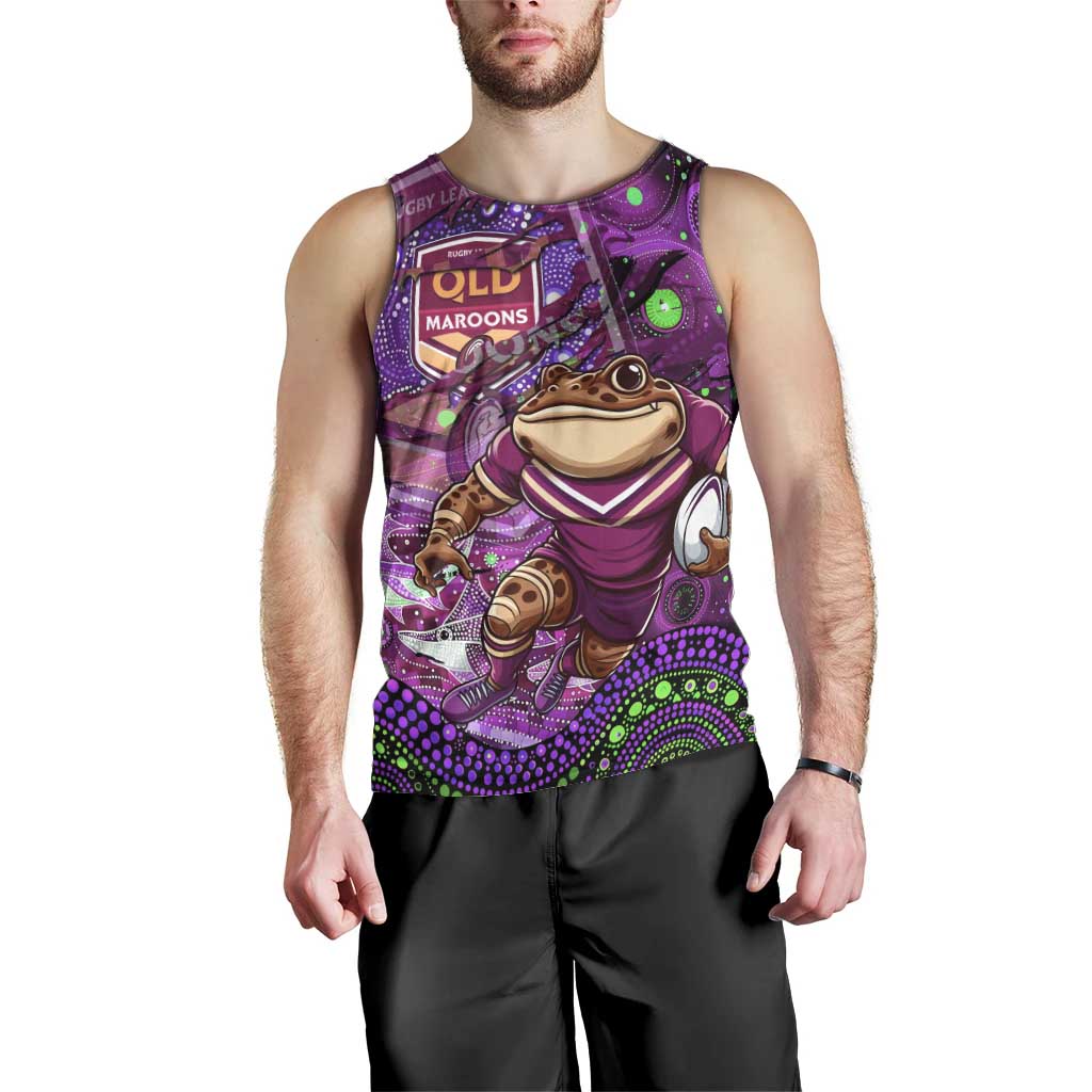 Personalised Mascot Queensland Maroons Rugby Men Tank Top Aboriginal Galaxy - Vibe Hoodie Shop