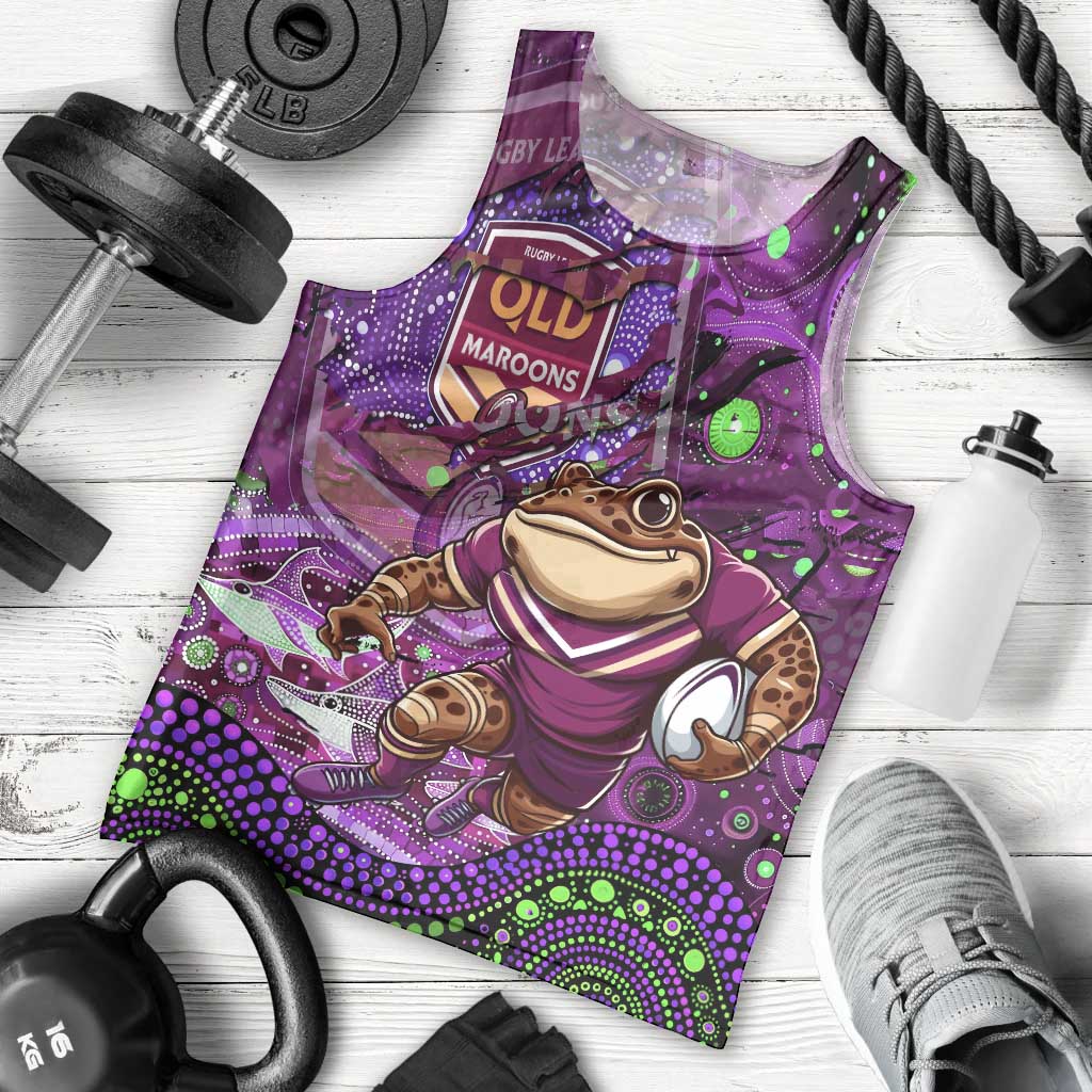 Personalised Mascot Queensland Maroons Rugby Men Tank Top Aboriginal Galaxy - Vibe Hoodie Shop
