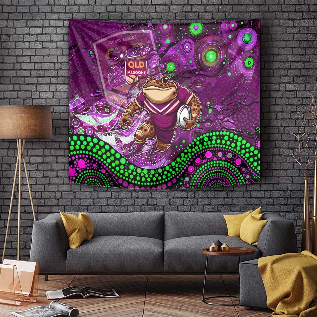 Personalised Mascot Queensland Maroons Rugby Tapestry Aboriginal Galaxy - Vibe Hoodie Shop