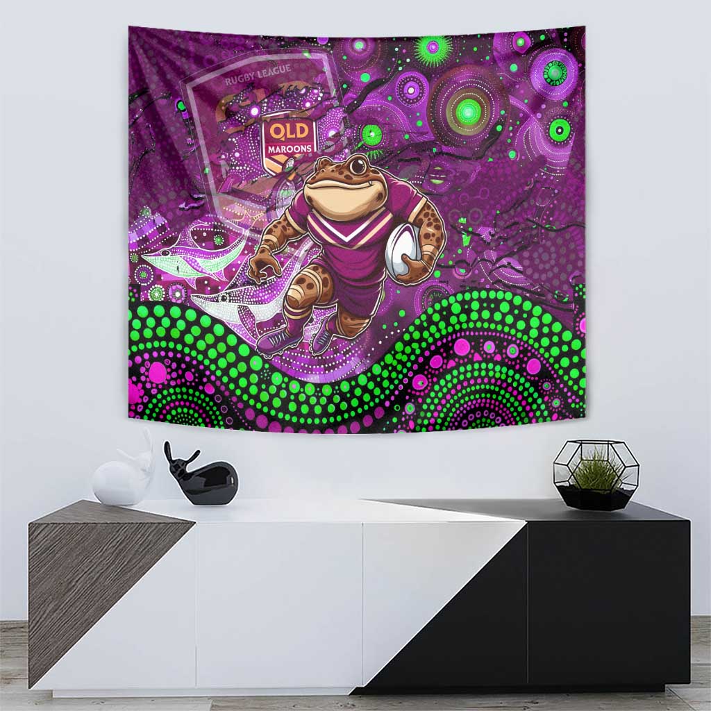 Personalised Mascot Queensland Maroons Rugby Tapestry Aboriginal Galaxy - Vibe Hoodie Shop