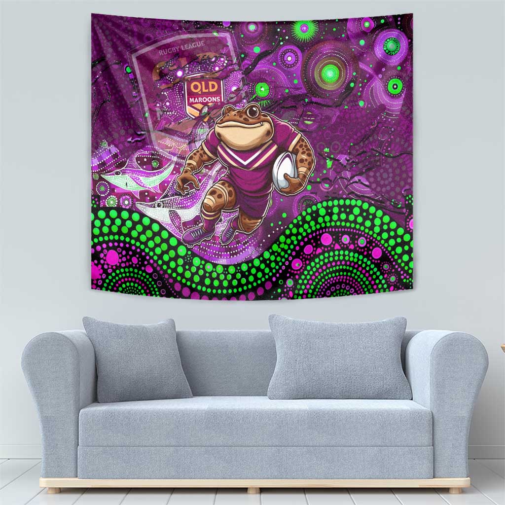 Personalised Mascot Queensland Maroons Rugby Tapestry Aboriginal Galaxy - Vibe Hoodie Shop