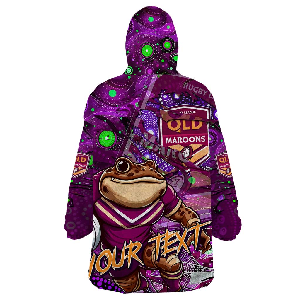 Personalised Mascot Queensland Maroons Rugby Wearable Blanket Hoodie Aboriginal Galaxy - Vibe Hoodie Shop