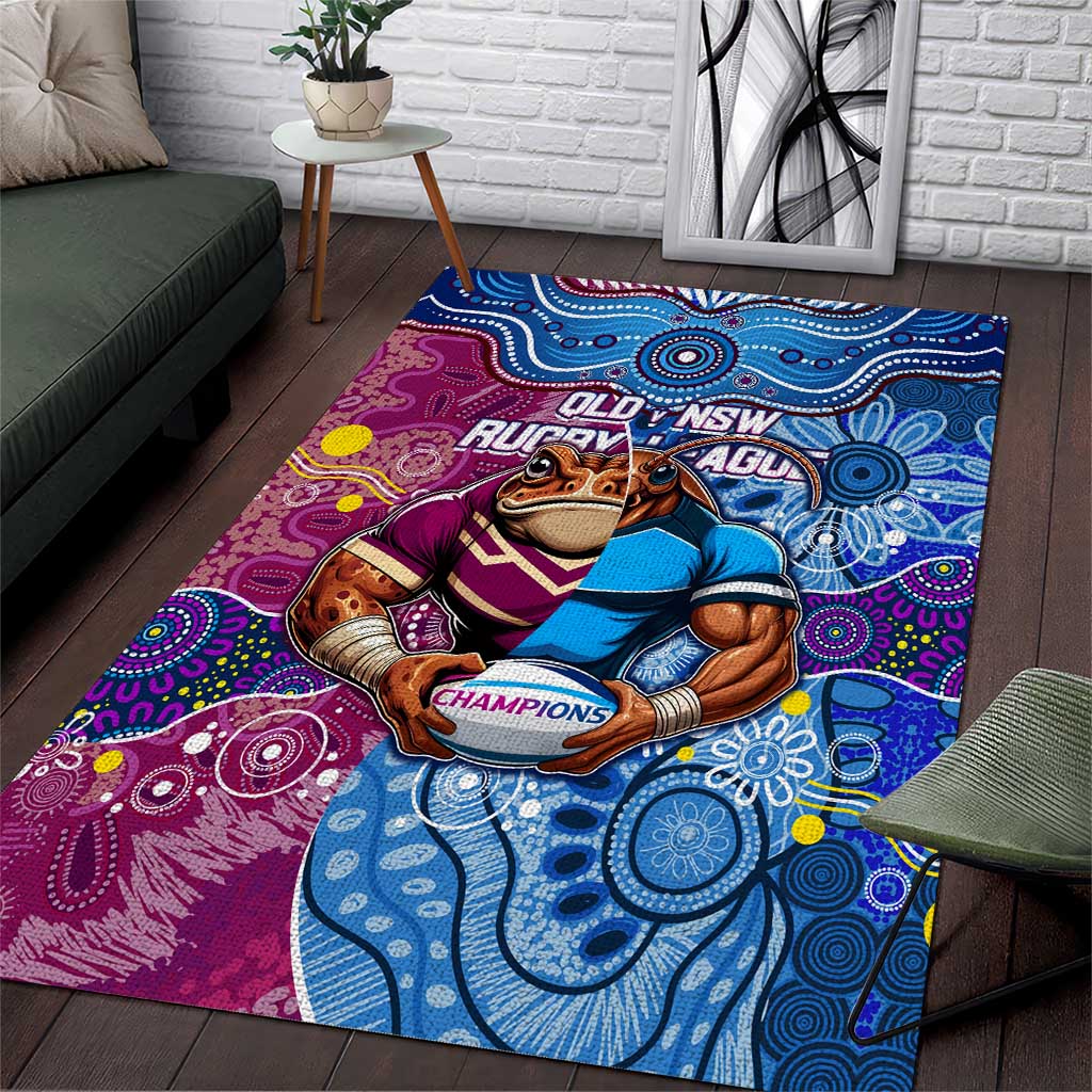 Blues Cockroaches And Maroons Cane Toads Area Rug State of Origin Aboriginal - Vibe Hoodie Shop