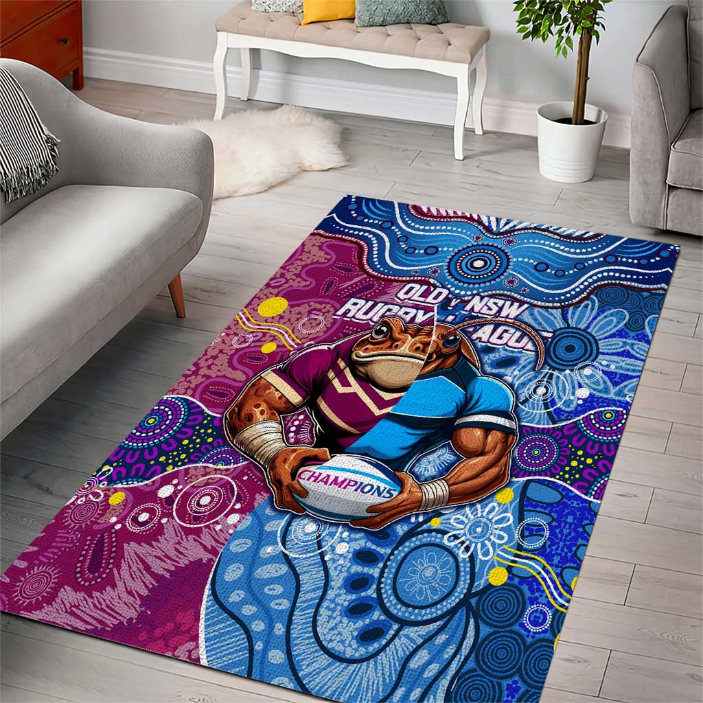 Blues Cockroaches And Maroons Cane Toads Area Rug State of Origin Aboriginal - Vibe Hoodie Shop