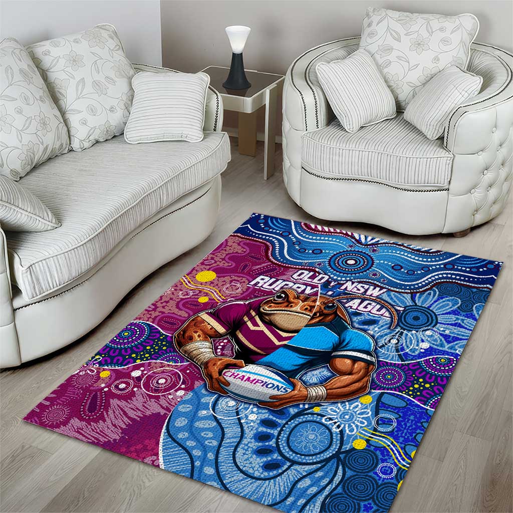 Blues Cockroaches And Maroons Cane Toads Area Rug State of Origin Aboriginal - Vibe Hoodie Shop