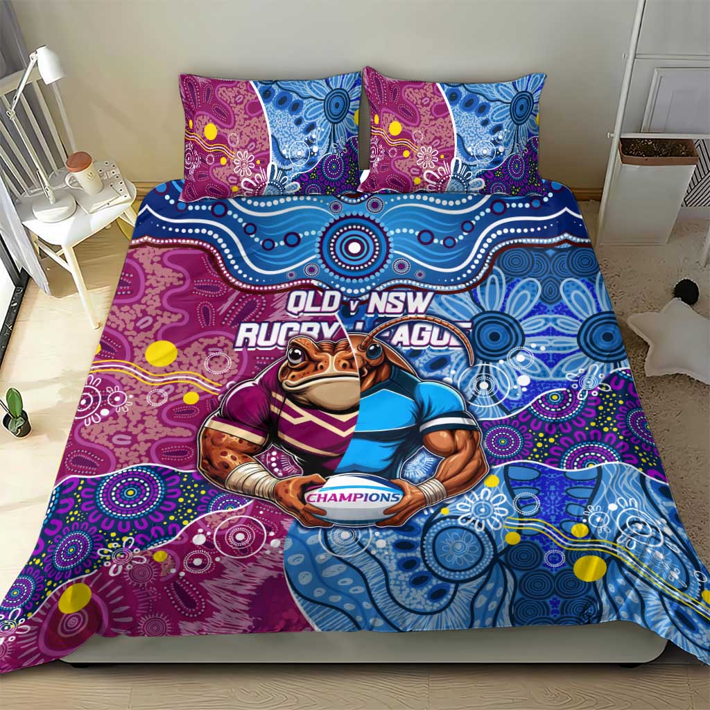 Blues Cockroaches And Maroons Cane Toads Bedding Set State of Origin Aboriginal - Vibe Hoodie Shop