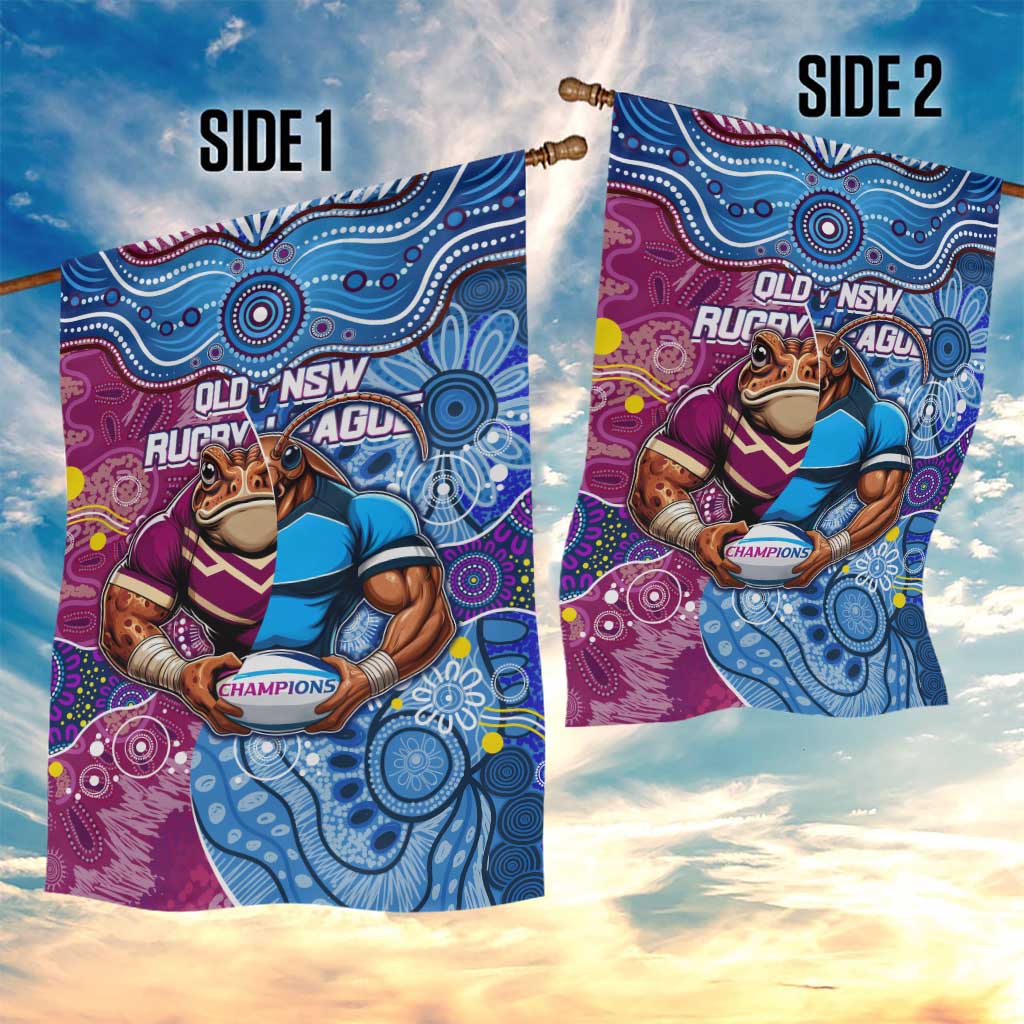 Blues Cockroaches And Maroons Cane Toads Garden Flag State of Origin Aboriginal - Vibe Hoodie Shop