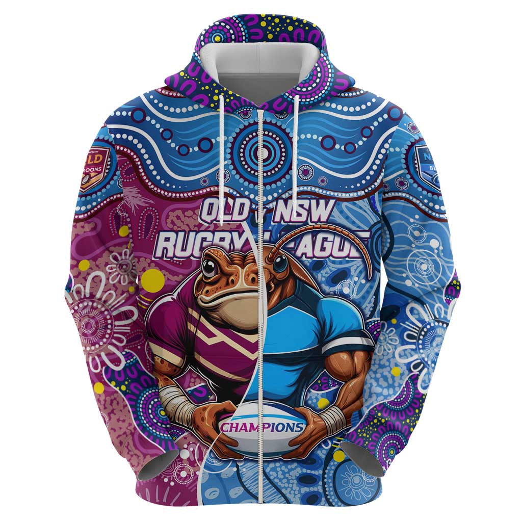 Custom Blues Cockroaches And Maroons Cane Toads Hoodie State of Origin Aboriginal - Vibe Hoodie Shop