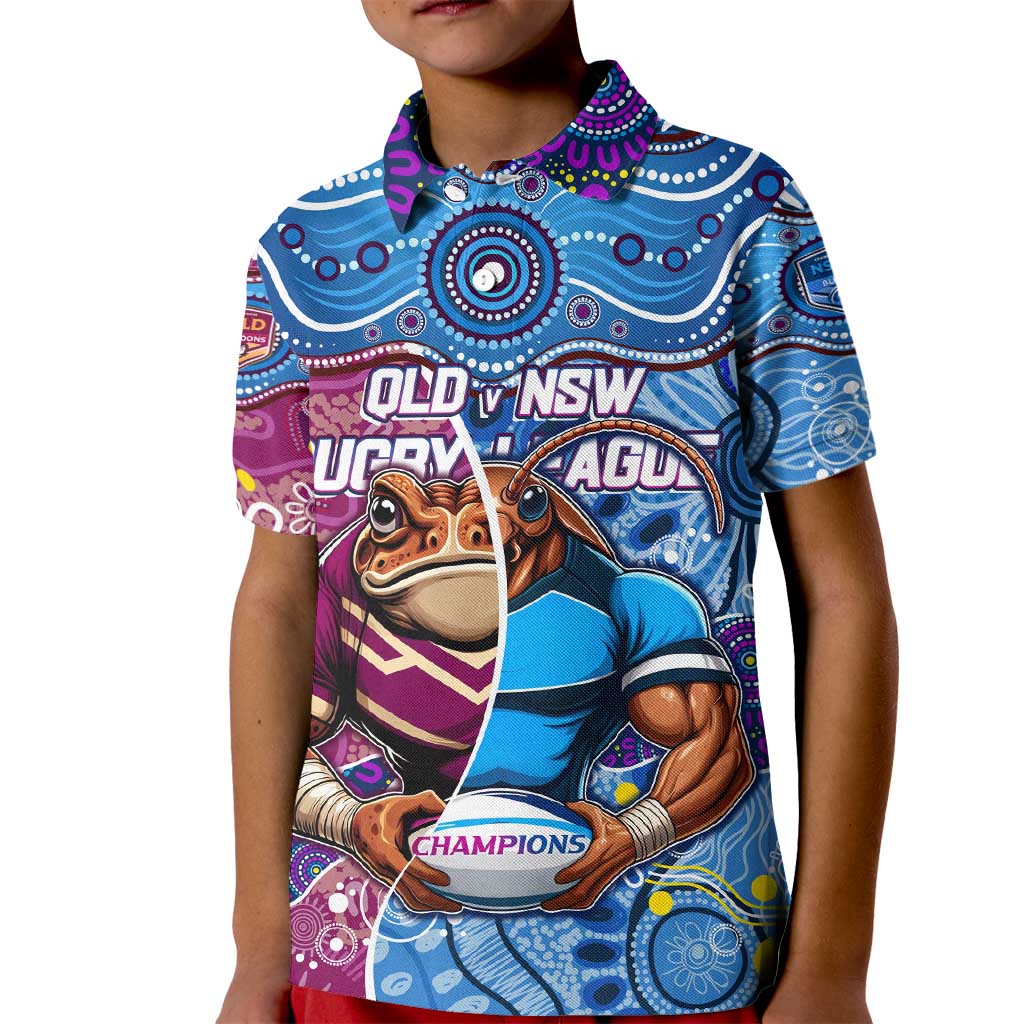 Custom Blues Cockroaches And Maroons Cane Toads Kid Polo Shirt State of Origin Aboriginal - Vibe Hoodie Shop
