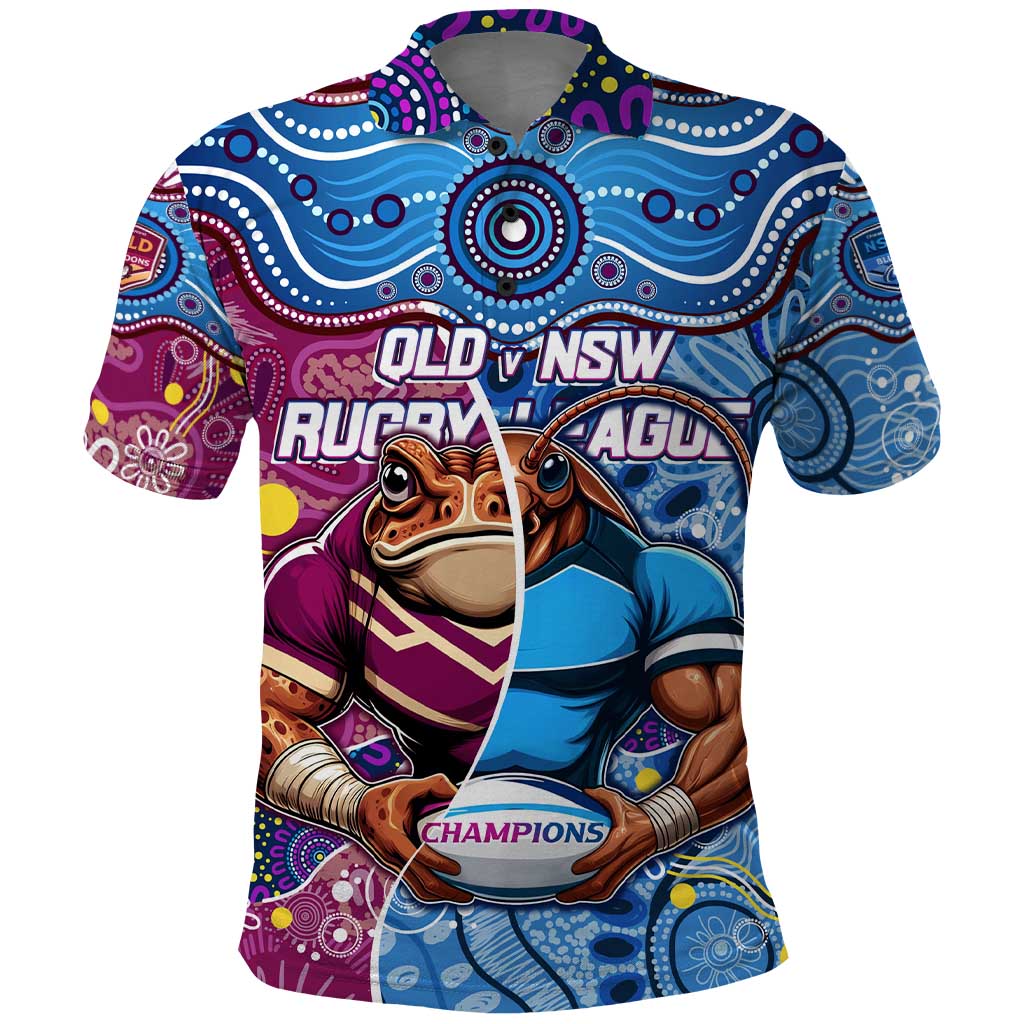 Custom Blues Cockroaches And Maroons Cane Toads Polo Shirt State of Origin Aboriginal - Vibe Hoodie Shop