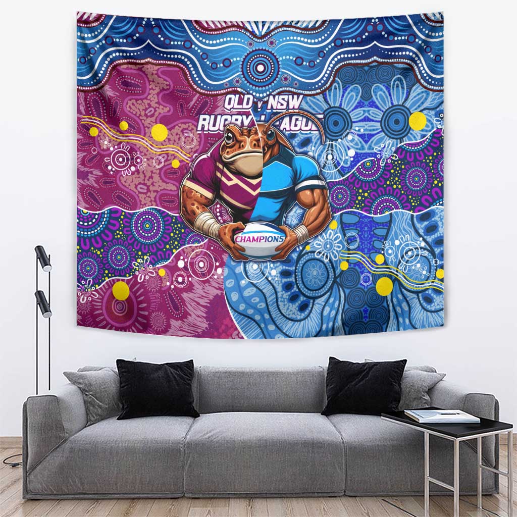 Blues Cockroaches And Maroons Cane Toads Tapestry State of Origin Aboriginal - Vibe Hoodie Shop