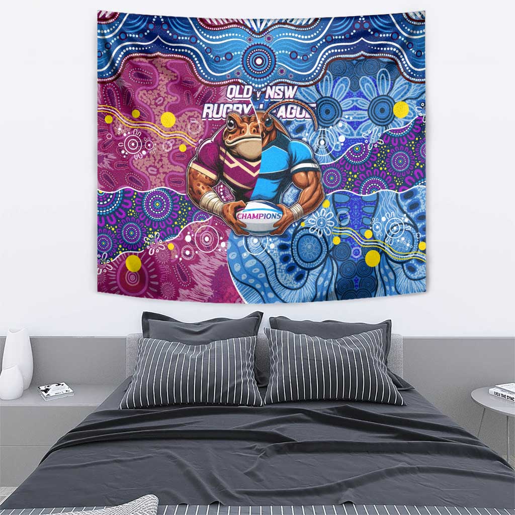 Blues Cockroaches And Maroons Cane Toads Tapestry State of Origin Aboriginal - Vibe Hoodie Shop