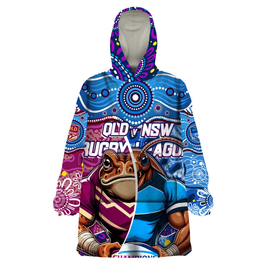 Custom Blues Cockroaches And Maroons Cane Toads Wearable Blanket Hoodie State of Origin Aboriginal - Vibe Hoodie Shop