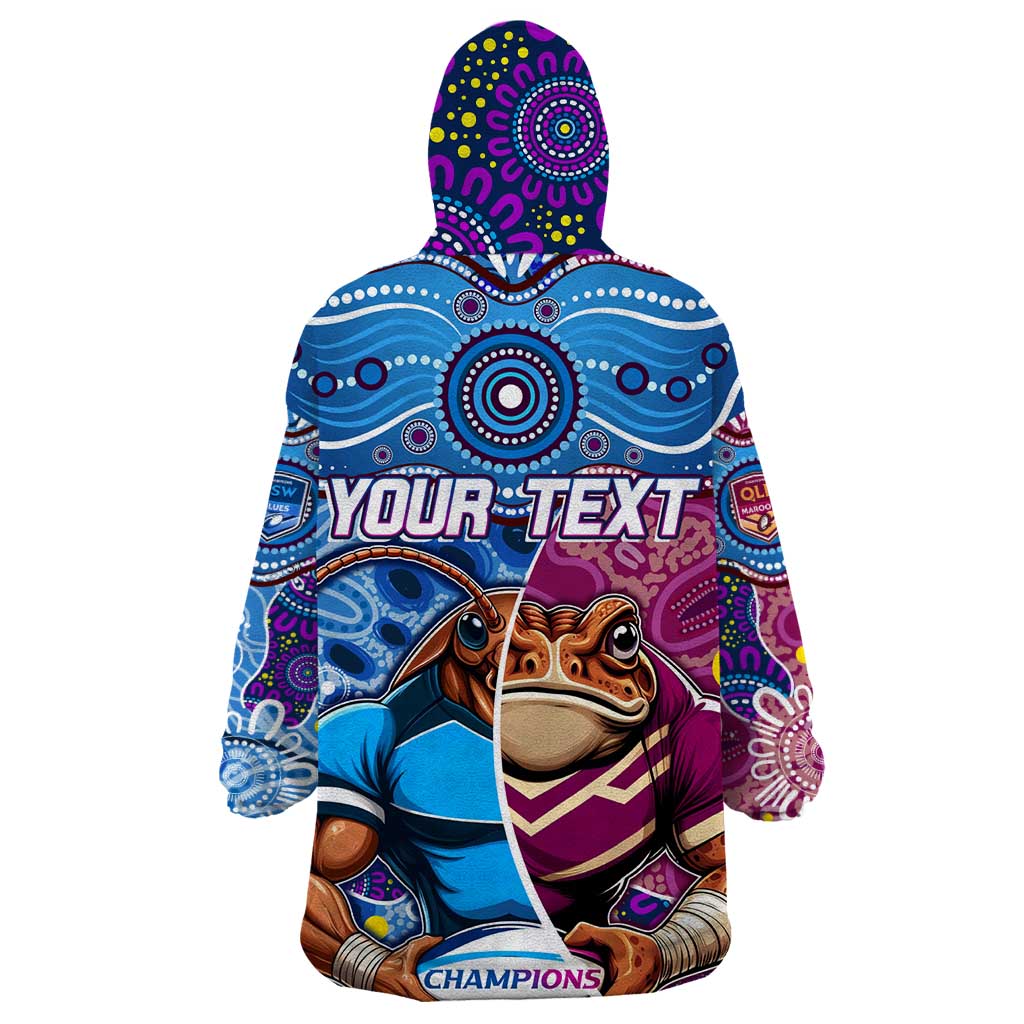 Custom Blues Cockroaches And Maroons Cane Toads Wearable Blanket Hoodie State of Origin Aboriginal - Vibe Hoodie Shop