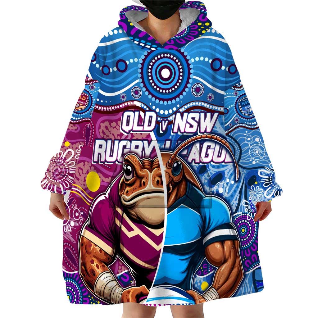 Custom Blues Cockroaches And Maroons Cane Toads Wearable Blanket Hoodie State of Origin Aboriginal - Vibe Hoodie Shop