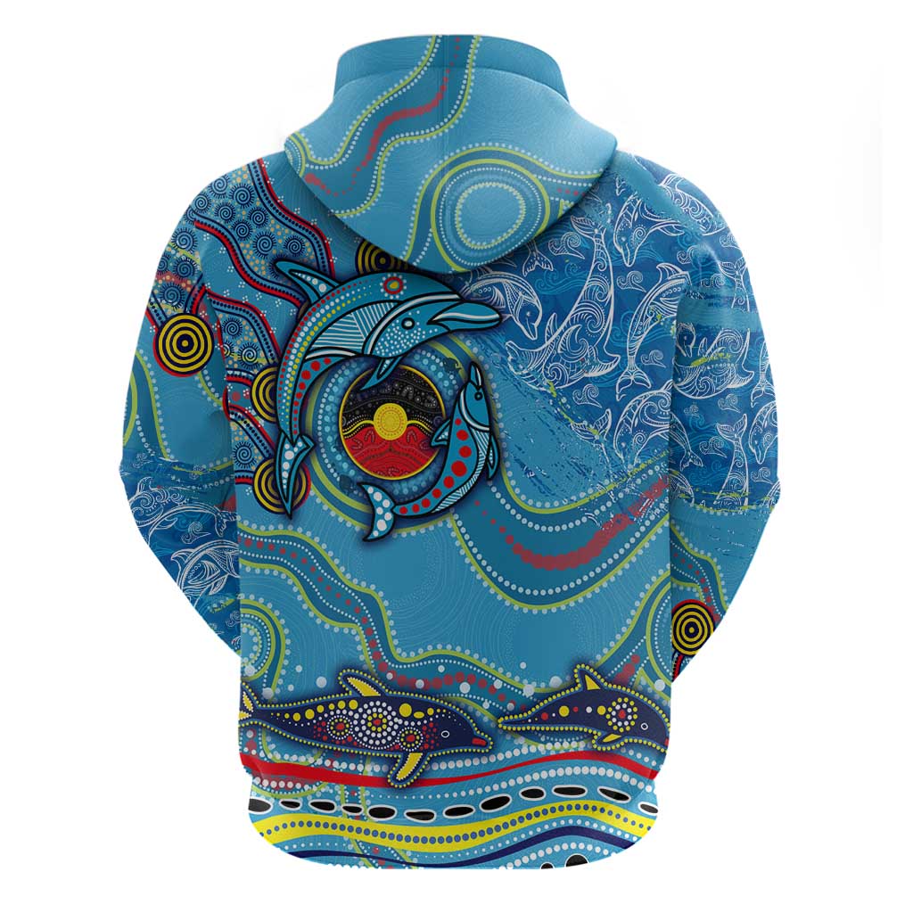 Dolphins Aboriginal Art Map Flag Australia Hoodie - Vibe Hoodie Shop