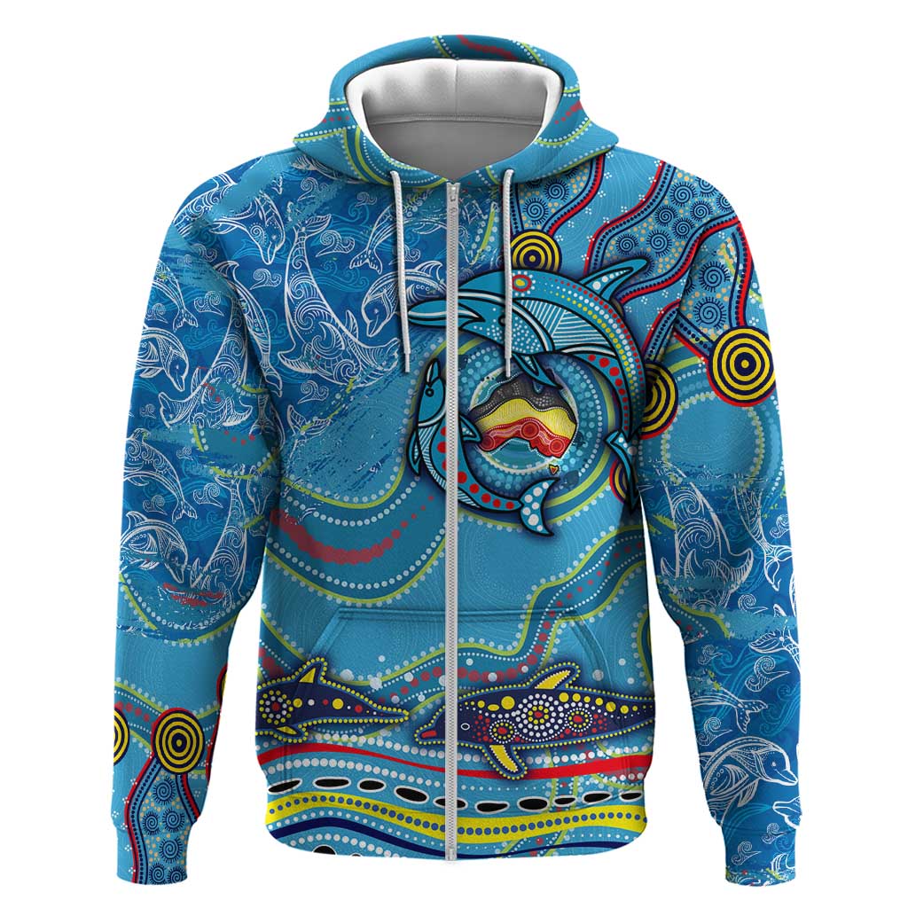 Dolphins Aboriginal Art Map Flag Australia Hoodie - Vibe Hoodie Shop