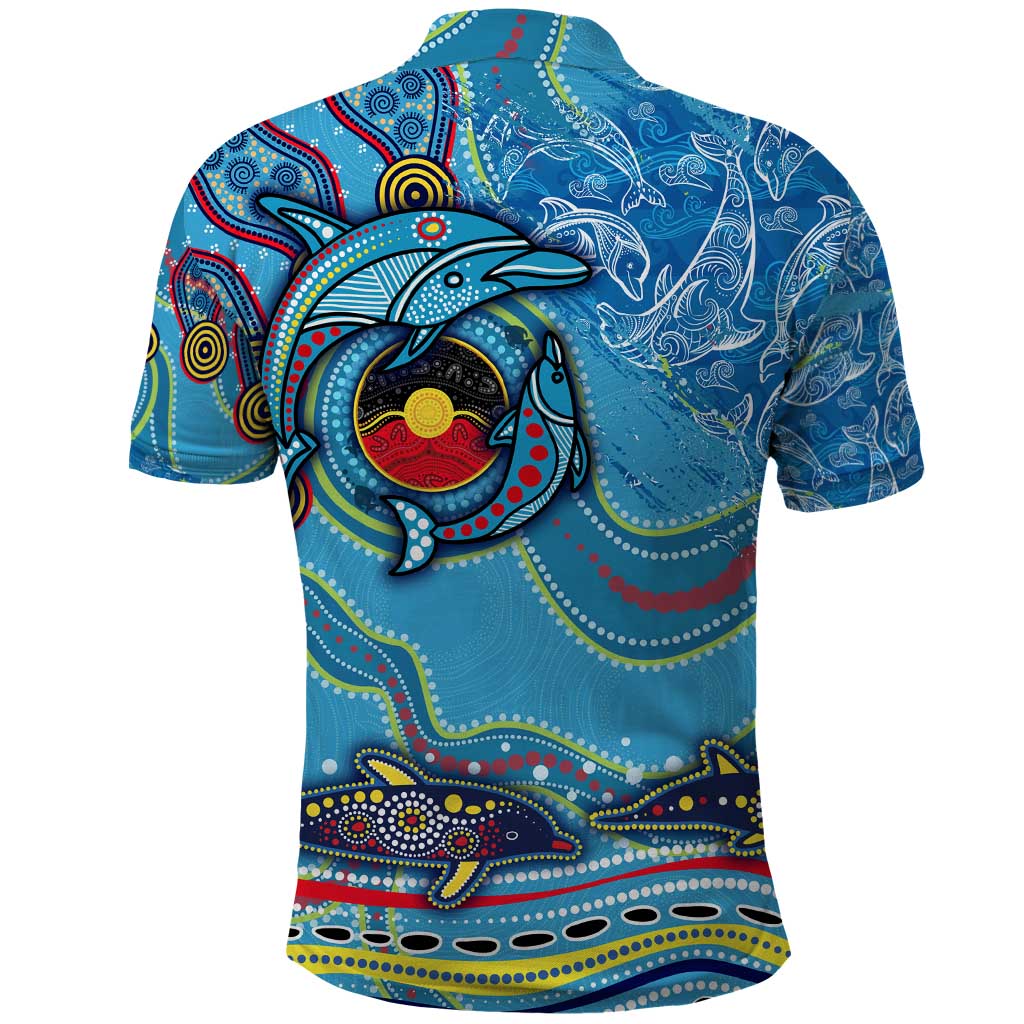 Dolphins Aboriginal Art Map Flag Australia Polo Shirt - Vibe Hoodie Shop