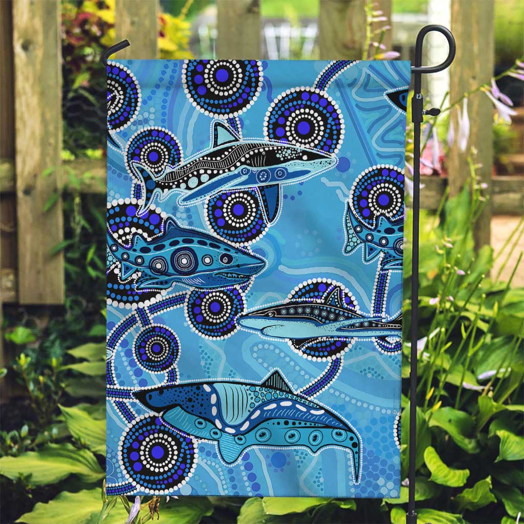 Sharks Aboriginal Australia Garden Flag Indigenous Art Blue - Vibe Hoodie Shop