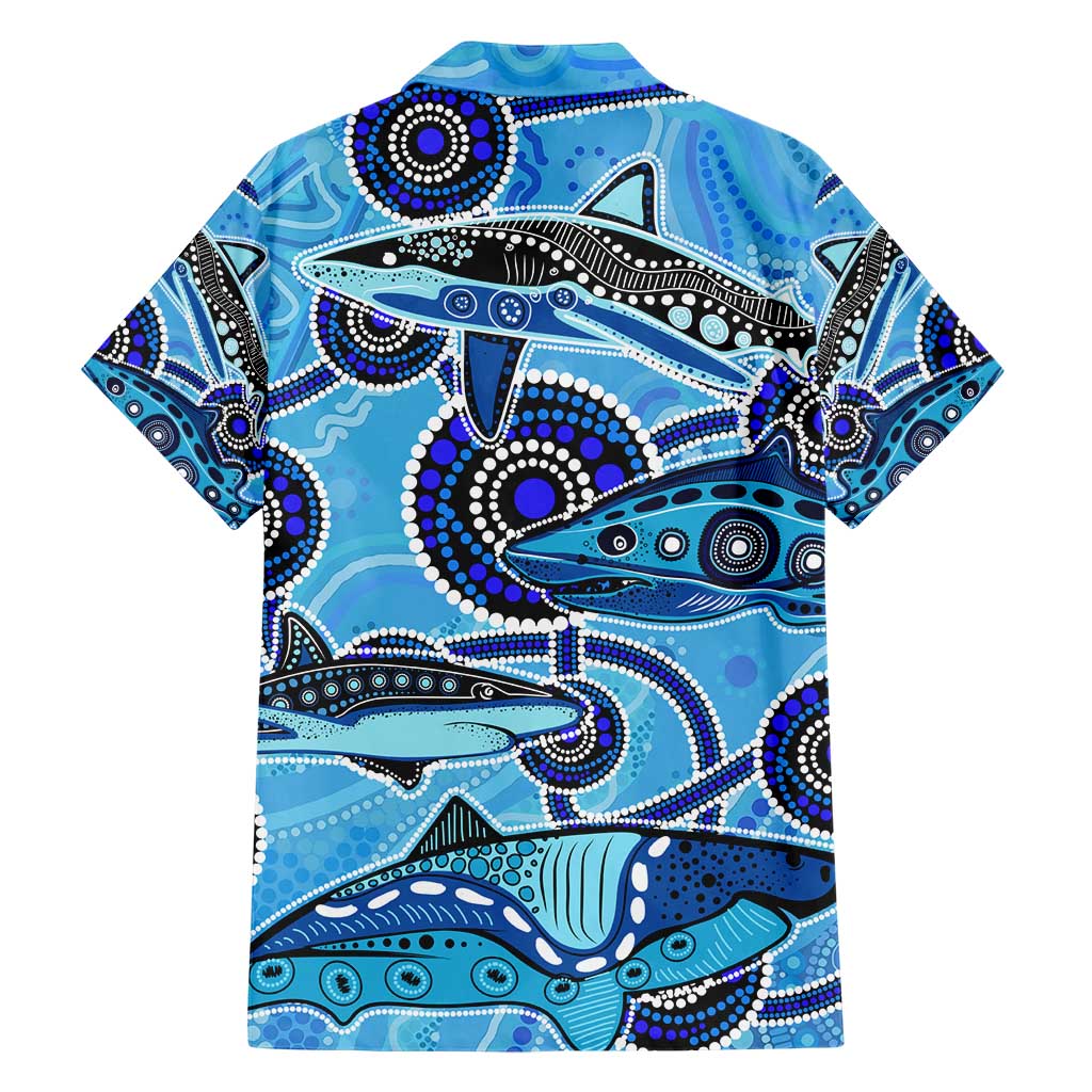 Sharks Aboriginal Australia Hawaiian Shirt Indigenous Art Blue - Vibe Hoodie Shop