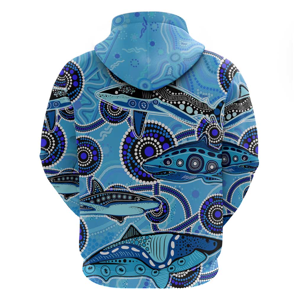Sharks Aboriginal Australia Hoodie Indigenous Art Blue - Vibe Hoodie Shop