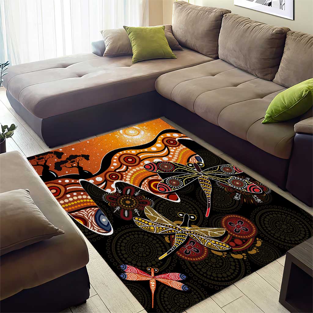 Dragonfly Aboriginal Australia Area Rug Indigenous Art - Vibe Hoodie Shop