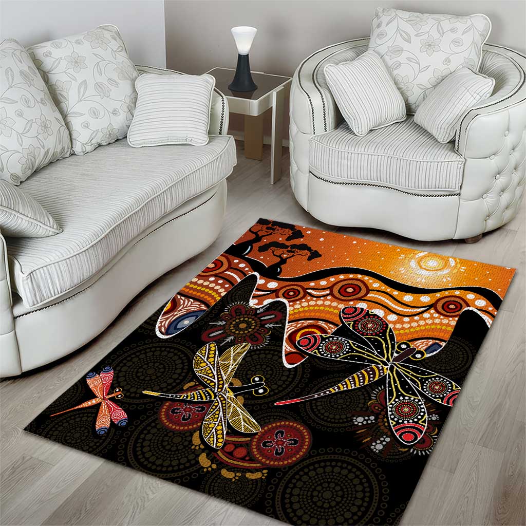 Dragonfly Aboriginal Australia Area Rug Indigenous Art - Vibe Hoodie Shop