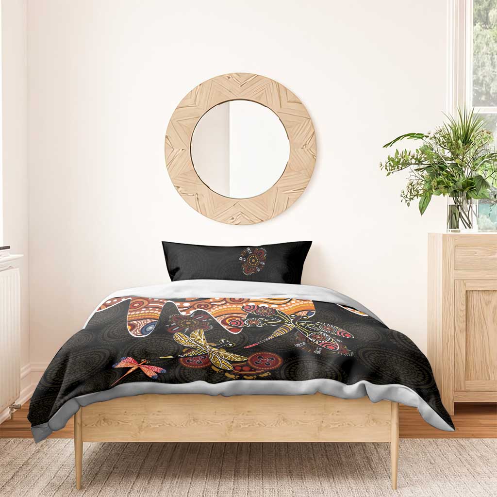 Dragonfly Aboriginal Australia Bedding Set Indigenous Art - Vibe Hoodie Shop
