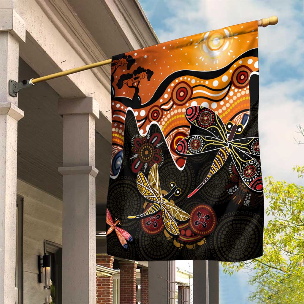 Dragonfly Aboriginal Australia Garden Flag Indigenous Art - Vibe Hoodie Shop