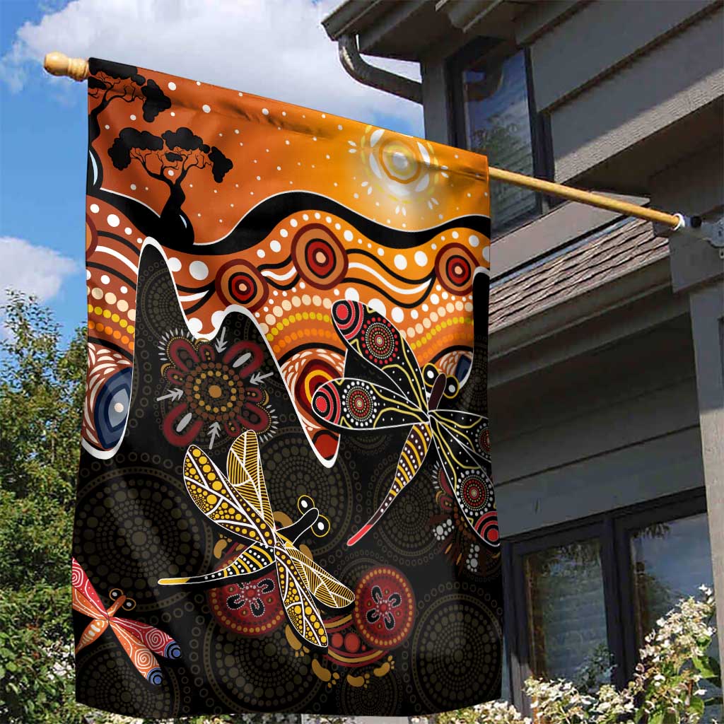 Dragonfly Aboriginal Australia Garden Flag Indigenous Art - Vibe Hoodie Shop