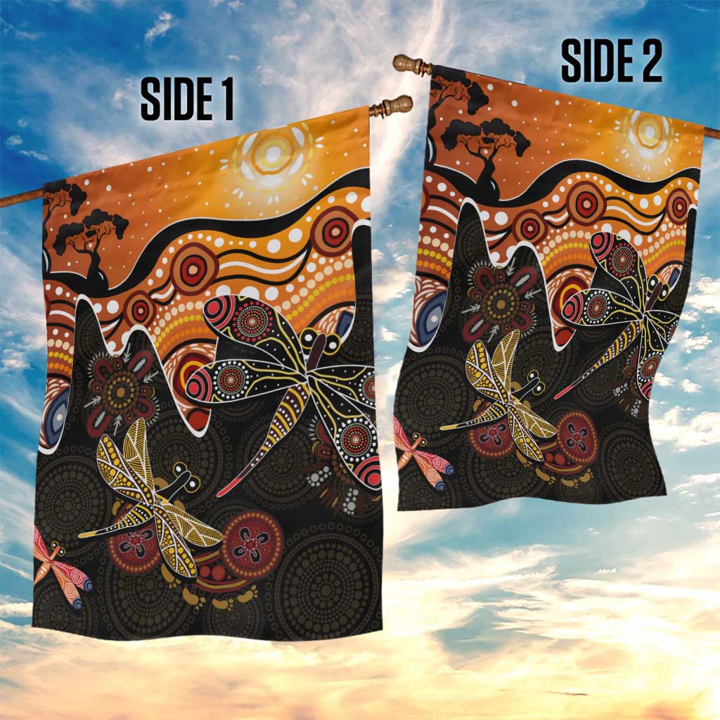 Dragonfly Aboriginal Australia Garden Flag Indigenous Art - Vibe Hoodie Shop