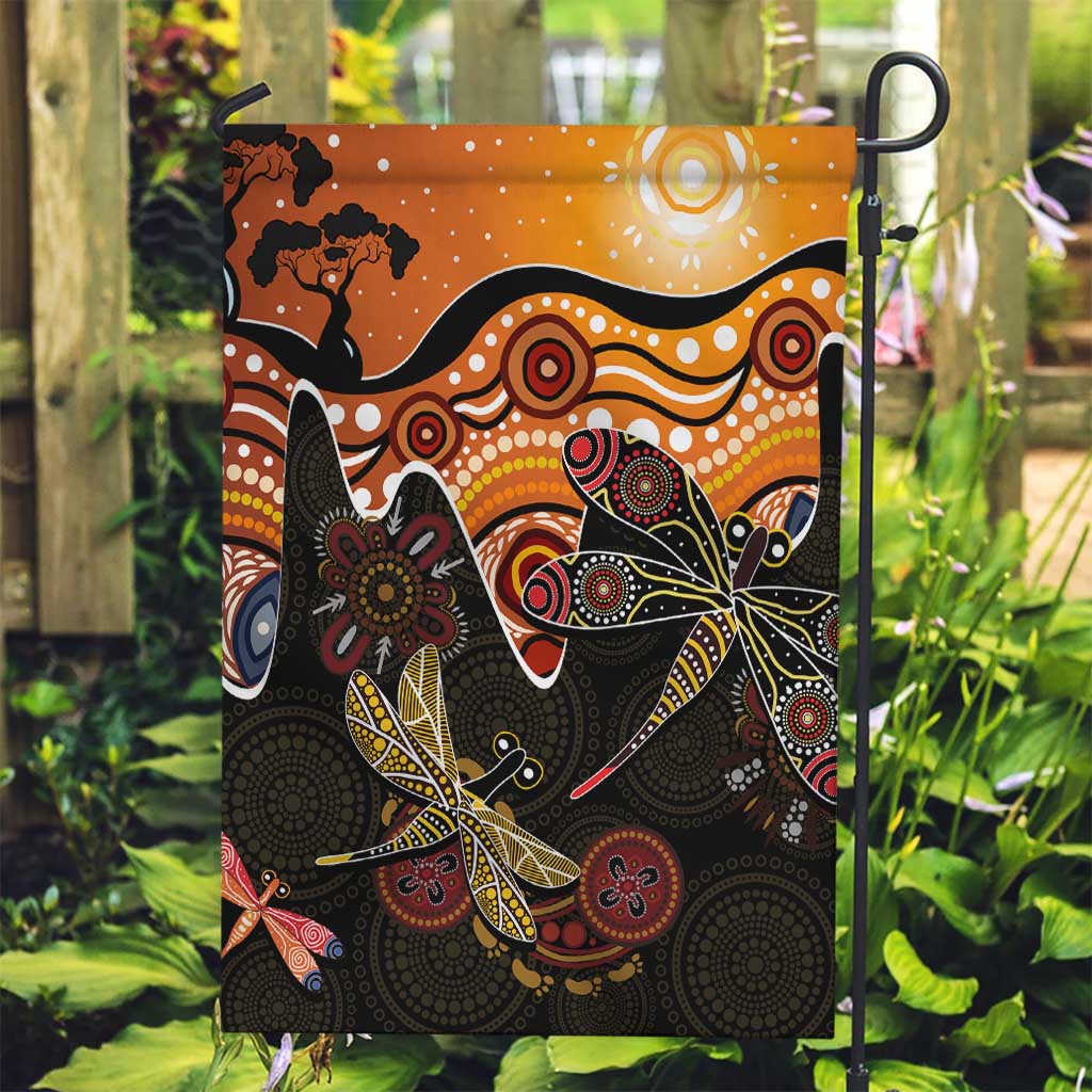 Dragonfly Aboriginal Australia Garden Flag Indigenous Art - Vibe Hoodie Shop