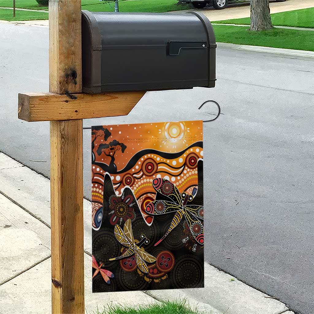 Dragonfly Aboriginal Australia Garden Flag Indigenous Art - Vibe Hoodie Shop