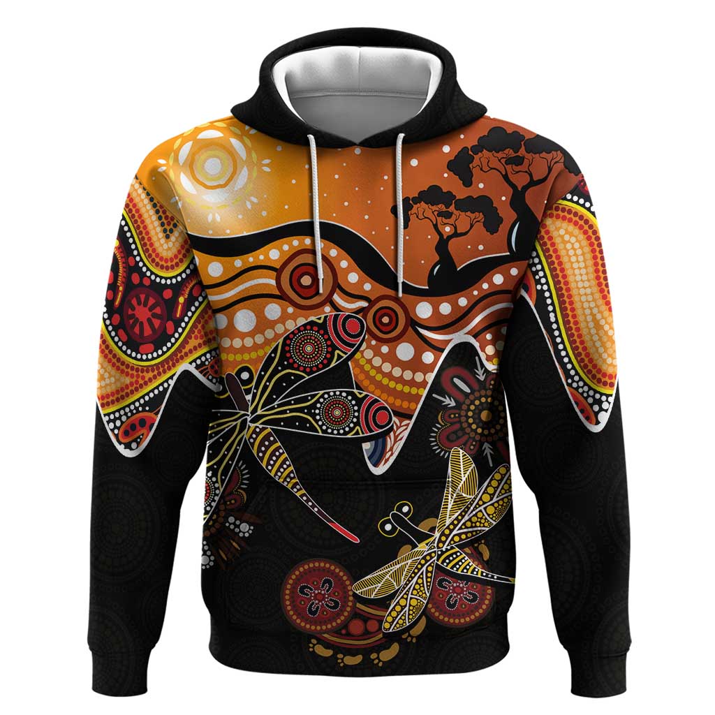 Dragonfly Aboriginal Australia Hoodie Indigenous Art - Vibe Hoodie Shop
