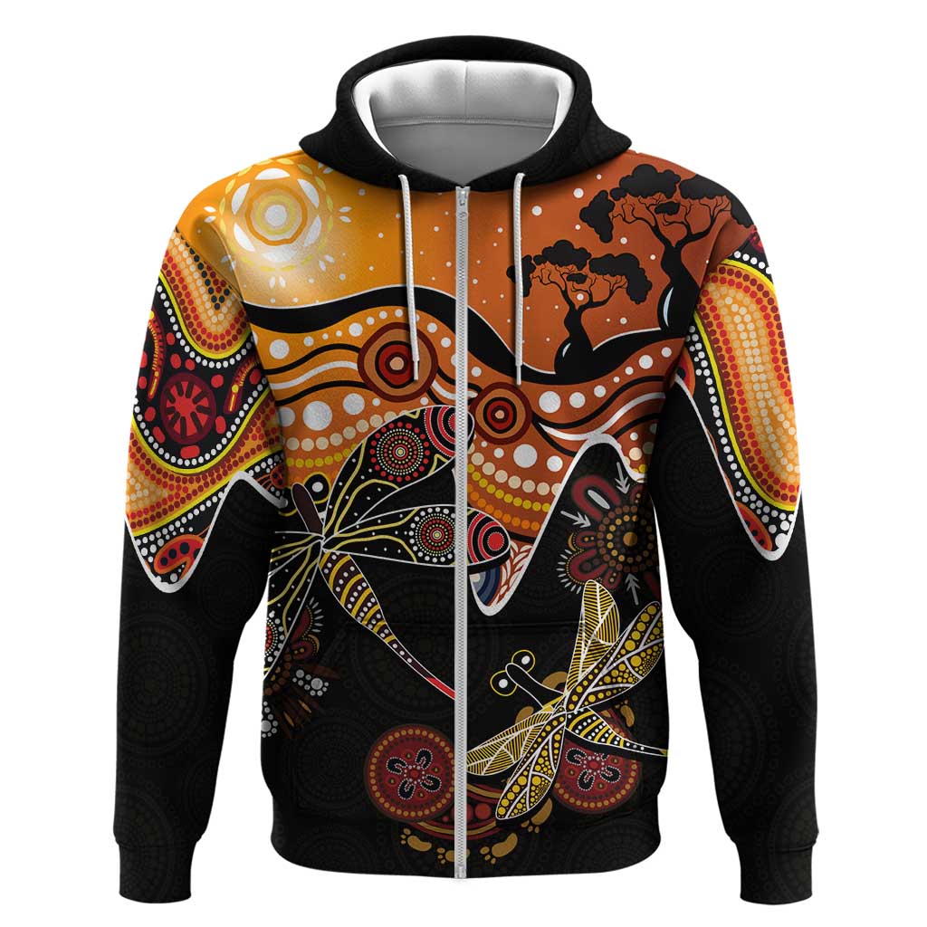 Dragonfly Aboriginal Australia Hoodie Indigenous Art - Vibe Hoodie Shop