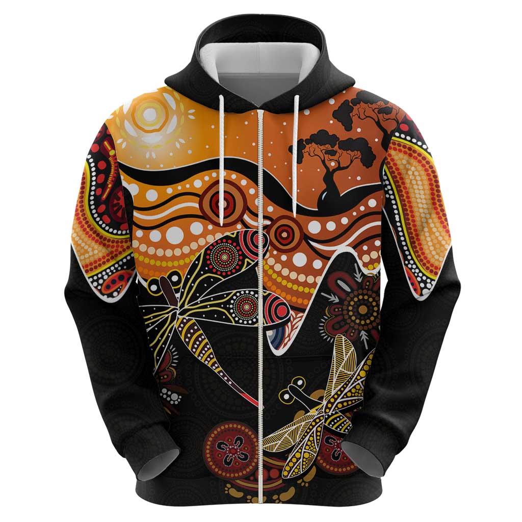 Dragonfly Aboriginal Australia Hoodie Indigenous Art - Vibe Hoodie Shop