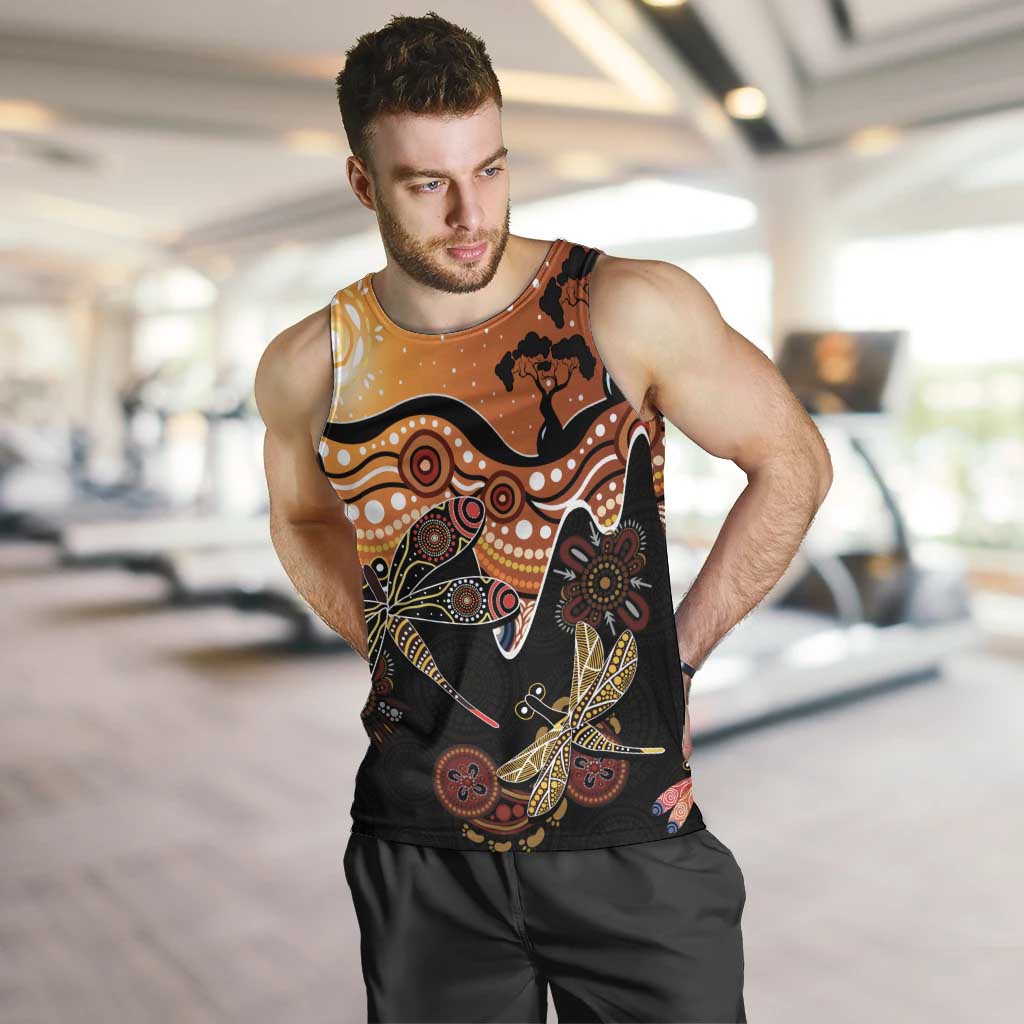 Dragonfly Aboriginal Australia Men Tank Top Indigenous Art - Vibe Hoodie Shop