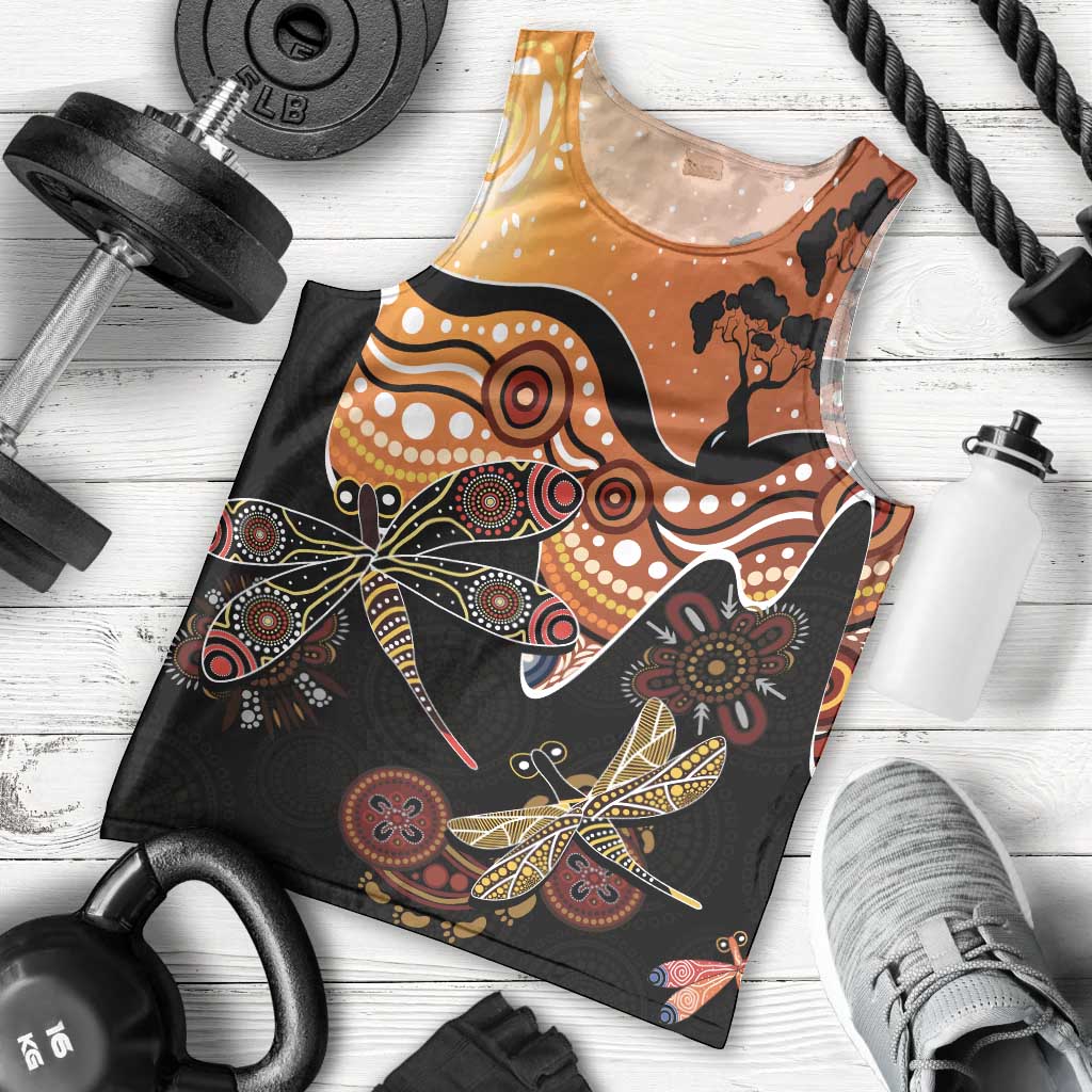 Dragonfly Aboriginal Australia Men Tank Top Indigenous Art - Vibe Hoodie Shop