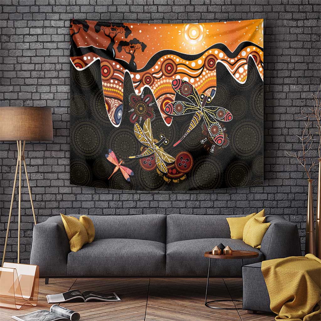 Dragonfly Aboriginal Australia Tapestry Indigenous Art - Vibe Hoodie Shop