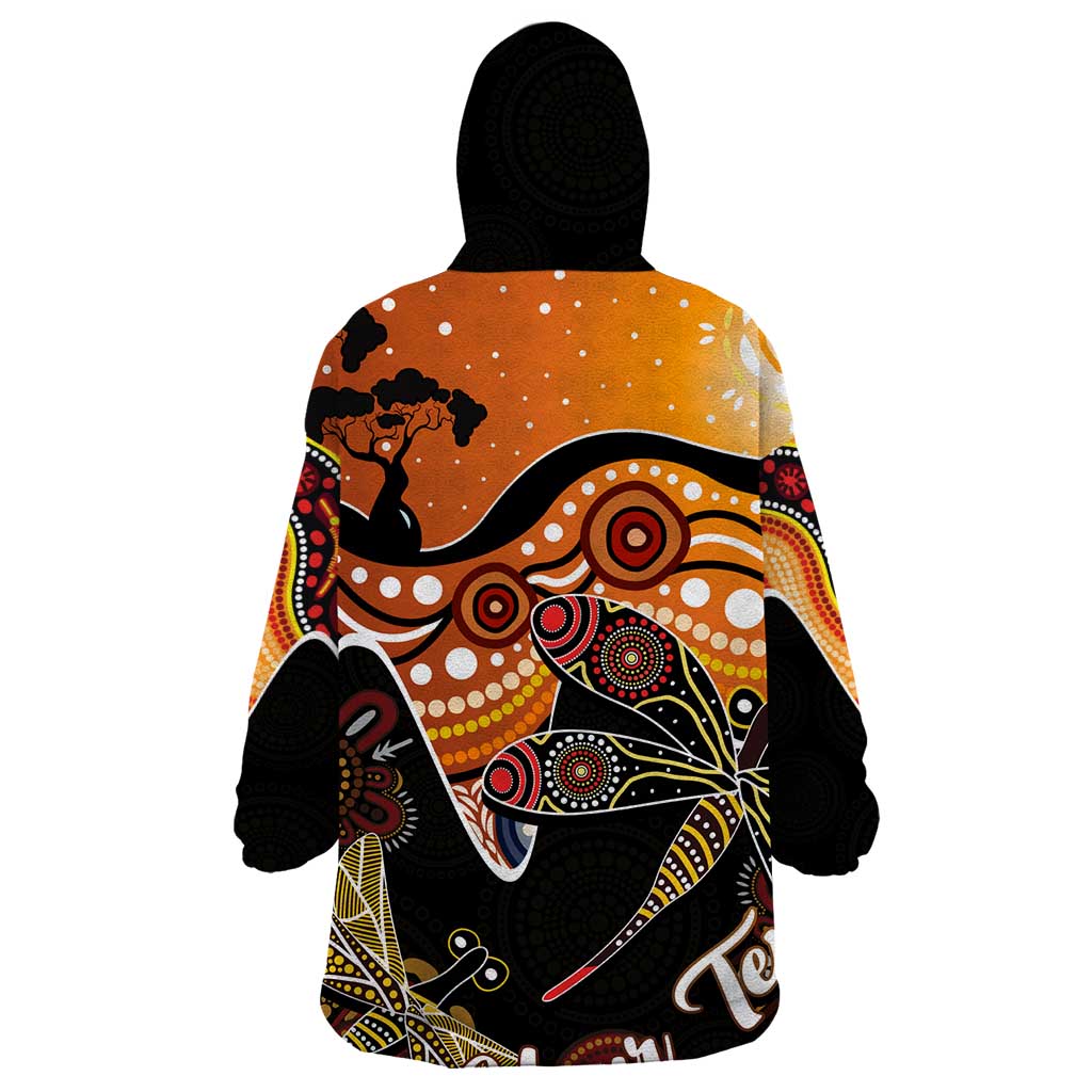 Dragonfly Aboriginal Australia Wearable Blanket Hoodie Indigenous Art - Vibe Hoodie Shop