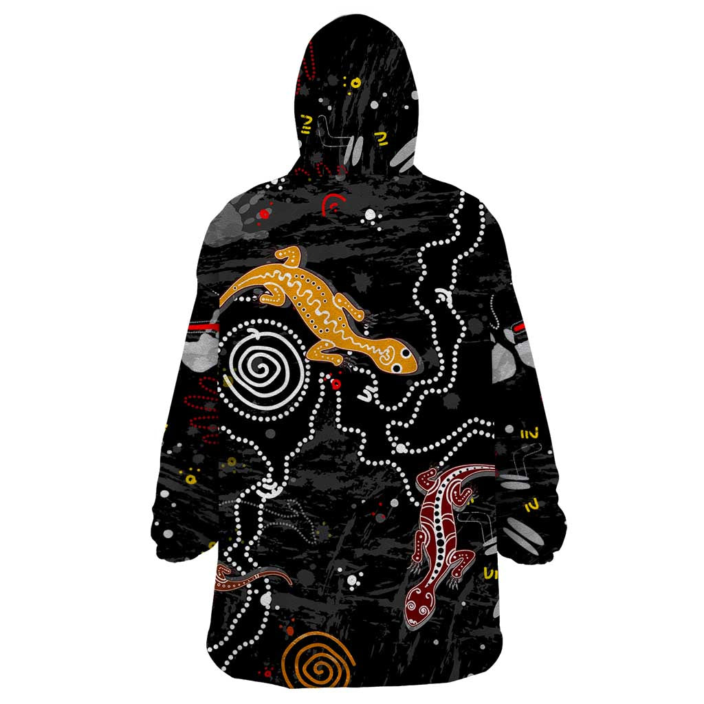 Lizard Aboriginal Australia Wearable Blanket Hoodie - Vibe Hoodie Shop