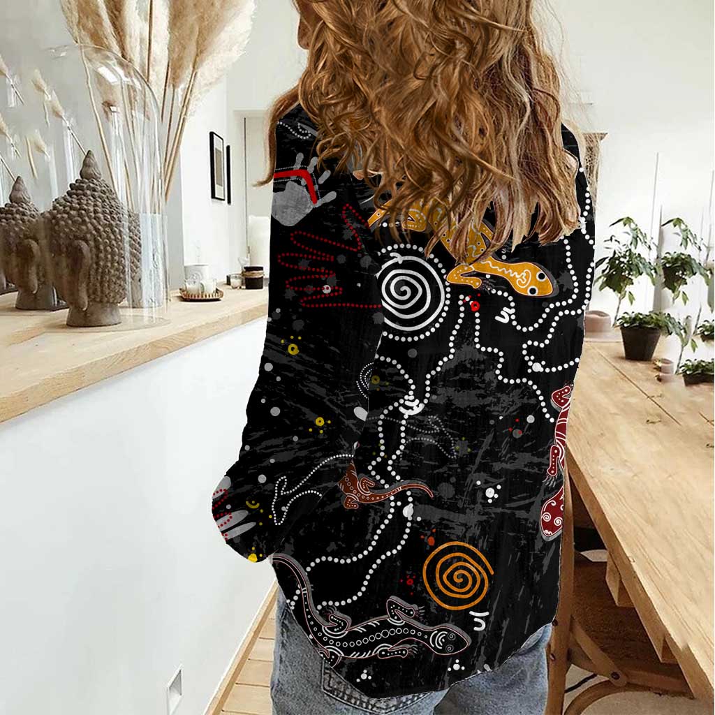 Lizard Aboriginal Australia Women Casual Shirt - Vibe Hoodie Shop
