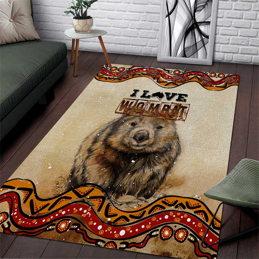 I Love Wombat Area Rug Australian Aboriginal Art - Vibe Hoodie Shop