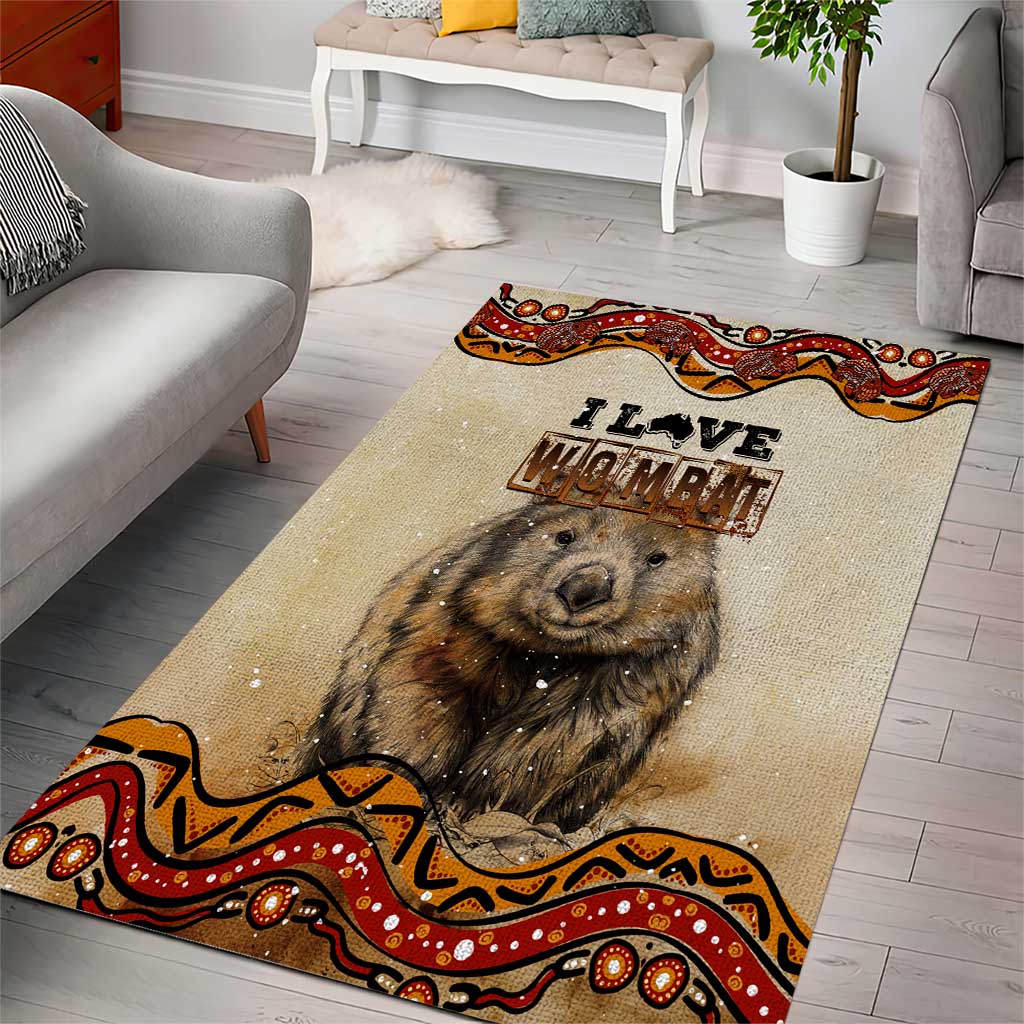 I Love Wombat Area Rug Australian Aboriginal Art - Vibe Hoodie Shop